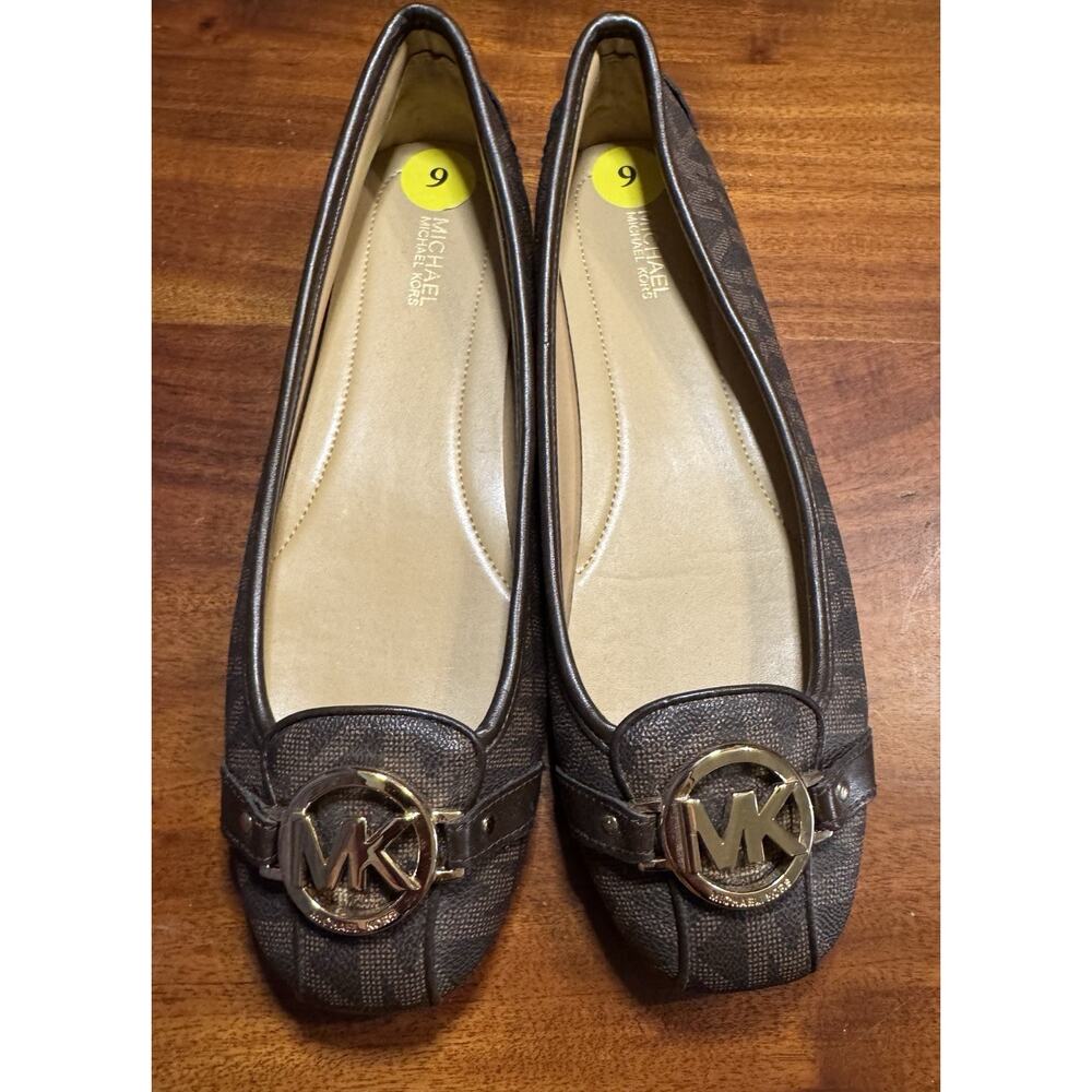 Michael Kors Brown Fulton PVC Slip On Flats Women's Shoes Size 9M - NEW